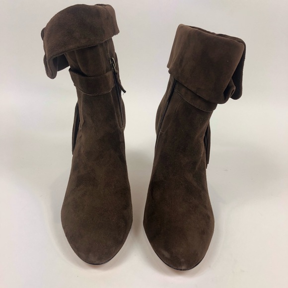 Johnston & Murphy Brown Suede Ankle Boots with Fringe Size 8.5 - Picture 4 of 8